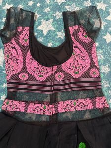 Stylish Pink &amp; Black Embroidered dress