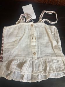 Crocheted Striped Ruffle Tank Top
