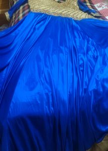 Elegant Blue &amp; Gold Embellished Gown
