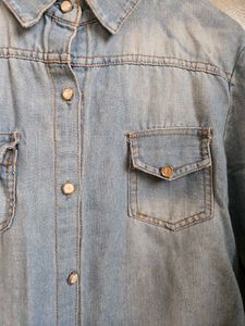 Light Wash Denim Crop Shirt