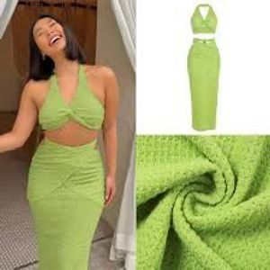 Lime Green Textured Bikini Set
