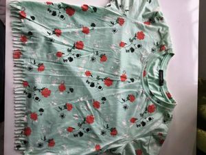 Floral Print Fringe Crop Top