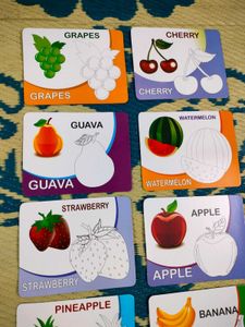 Draw , Learn And Colour Cards ( FRUITS )