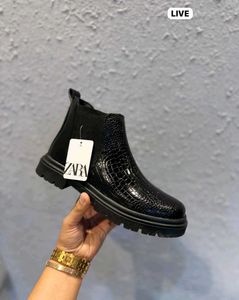 Zara Black Crocodile Ankle Boots