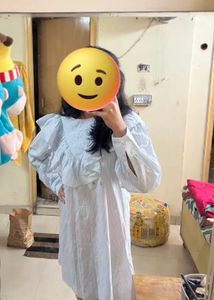 Frilled Blue And White Summer Dress