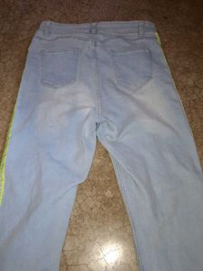 Light Blue Denim jeans with Neon Trim