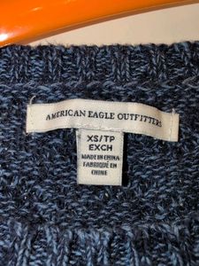 AMERICAN EAGLE -Striped Knit Sweater- bluey