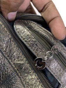 Mila Schon Metallic Bronze Leather Shoulder bag