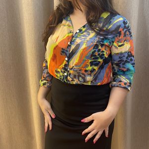 Colorful Sheer Blouse