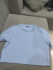 Zudio Light Blue Striped Crop top