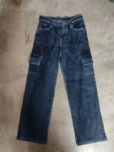 Women's Dark Wash Cargo Jeans