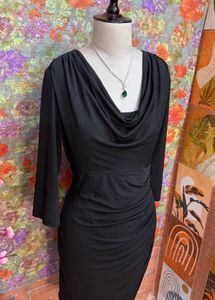 Elegant Black Cowl Neck Dress