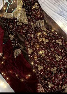 Embroidered Velvet Lehenga Choli Set