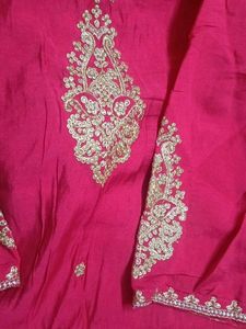 Elegant Pink Kurta with Gold Embroidery
