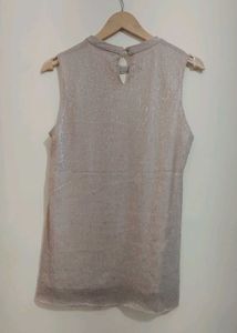 Nude Sparkly V-Neck Sleeveless Top 36 Bust