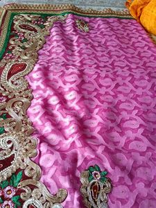 Embroidered Pink Saree
