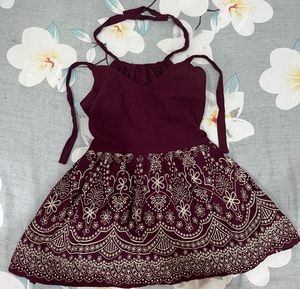 Beautiful Wine Ethnic Top with Tie-up Straps🍷🦋