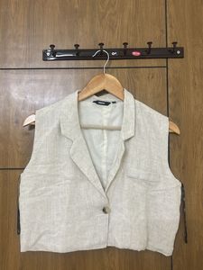 Linen blend blazer top