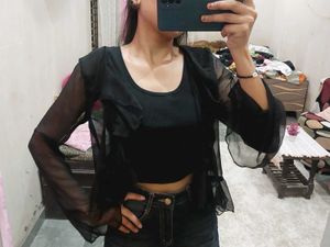 Sheer Black Ruffle shurg