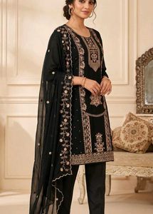 Elegant Black Embroidered Salwar Kameez