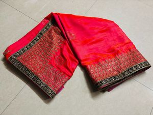 Vibrant Pink Embroidered Saree