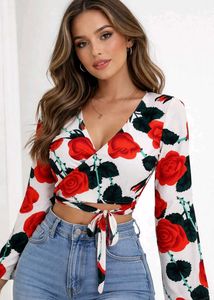 Women's Floral Wrap Crop Top