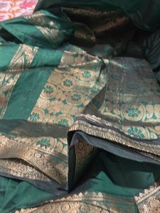 Elegant Emerald Green Silk Saree