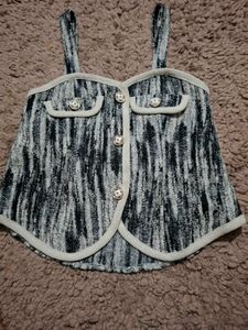 Chic Tweed Button-Up Crop Top