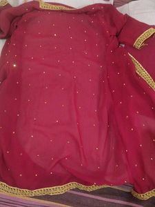 Girls' Festive Red Sharara Suit