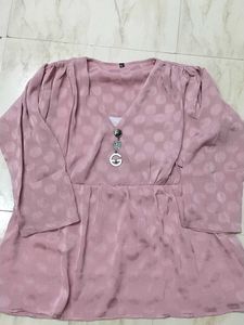 Chic Pink Polka Dot Tunic Top