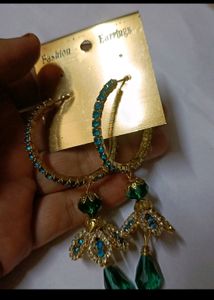 Party Wear Green Blue Jhumka