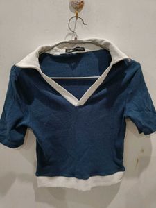 blue crop top size-M & S