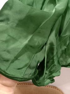 Elegant Green Satin V-Neck Top