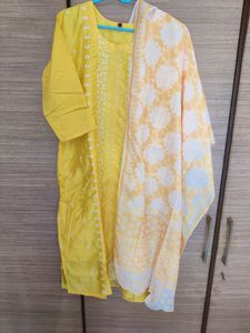 Pure Chanderi Heavy Embroidered Kurts Set