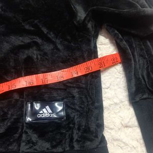 Adidas Black Velvet Cropped Sweatshirt