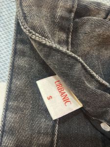 URBANIC Grey Ripped Wide Leg Jeans