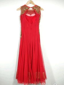 Red Embroidered Anarkali Gown