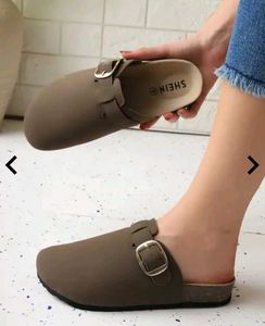 Stylish Brown Clogs with Buckle Detail