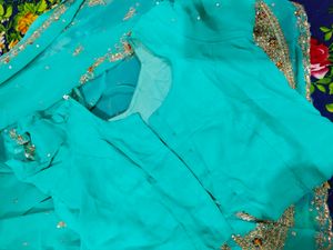 Heavy Embroidery Saree With Stitched Blouse