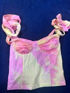 Tie-Dye Crop Top with Tie Shoulders