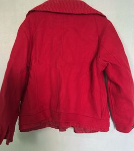 Red Zip-Up Bomber Style Jacket