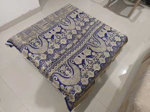 Elegant Blue &amp; Gold Brocade Pure Silk Saree
