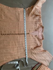 last price Peach Embroidered Kurta Set