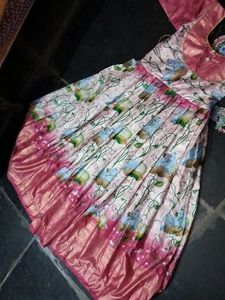 Girl's Festive Pink Anarkali Dress