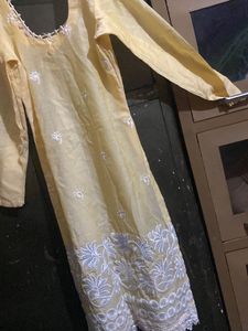 Cream Embroidered Kurti