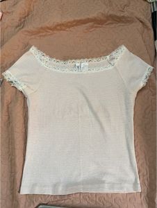 y2k shoujo laced top Striped  Lace Tri