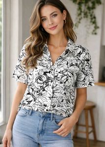 Floral Print Cotton Shirt Size-42-44