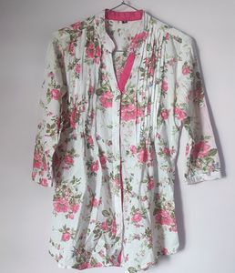 White Floral Print Shirt