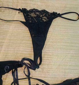 Sexy Black Thong Set
