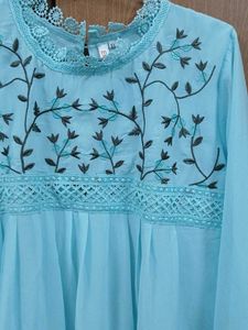 Embroidered Light Blue Kurta